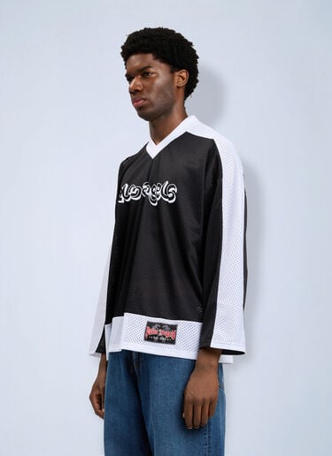 Palm Angels Thai Logo Mesh Loose Long-Sleeved T-Shirt Black pma0164165