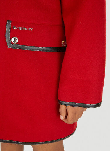 Burberry 对比色饰边连帽大衣 红 bur0249008