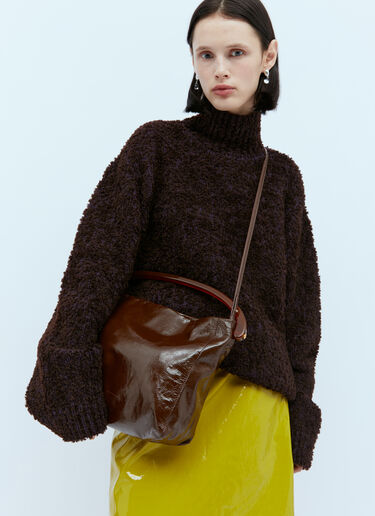 Dries Van Noten 크리스프 가죽 핸드백 브라운 dvn0254055