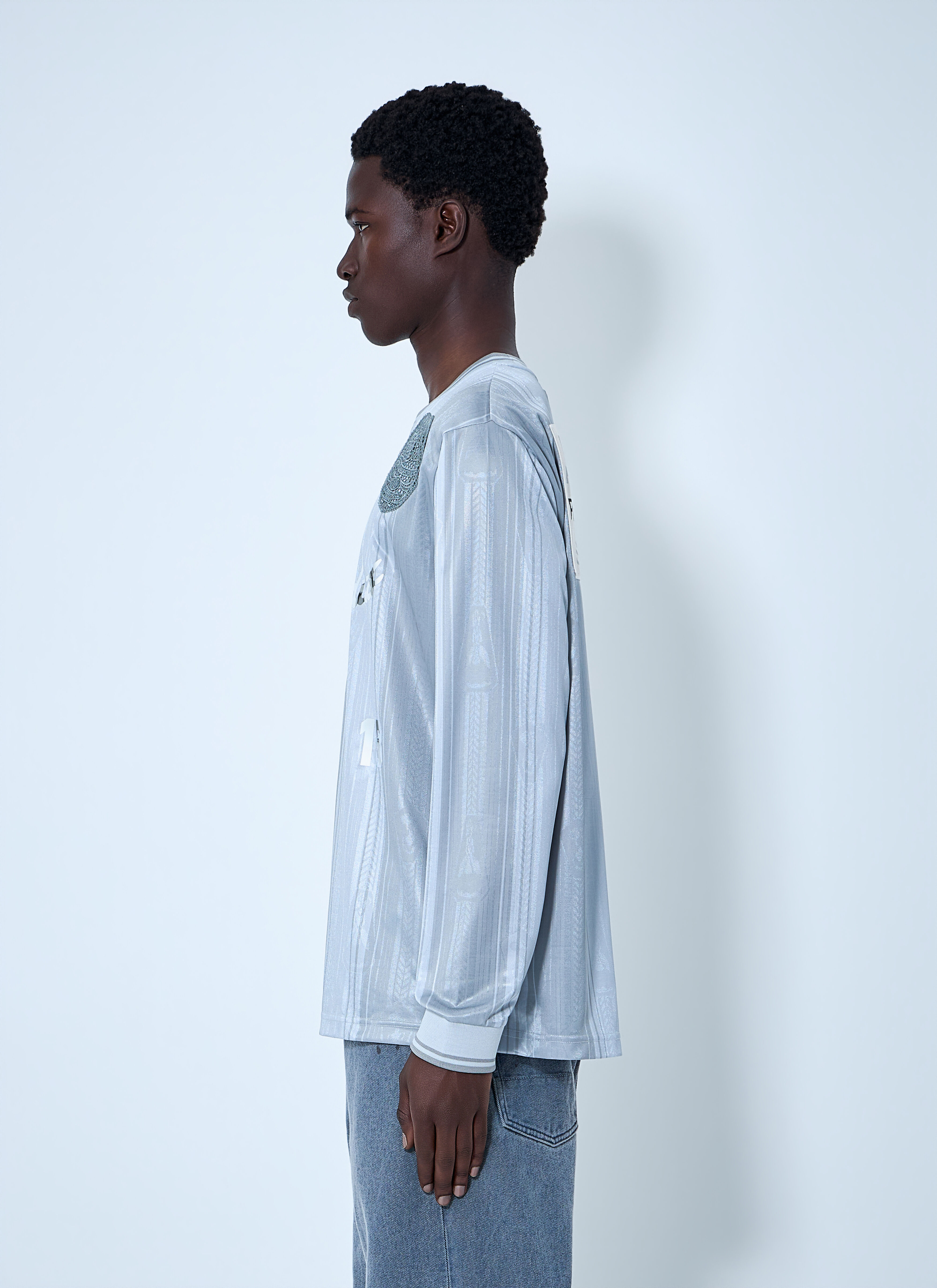 Acne Studios Men's' Embroidered Logo Long-Sleeve Shirt in Grey