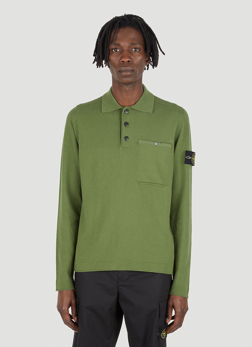 Stone island green polo shirt discount