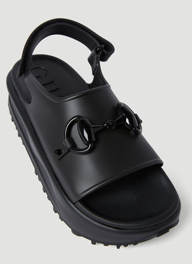 Gucci Horsebit Plaque Sandals Black guc0252094