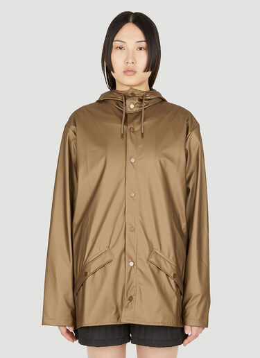 Rains Short Hooded Jacket Brown rai0348001