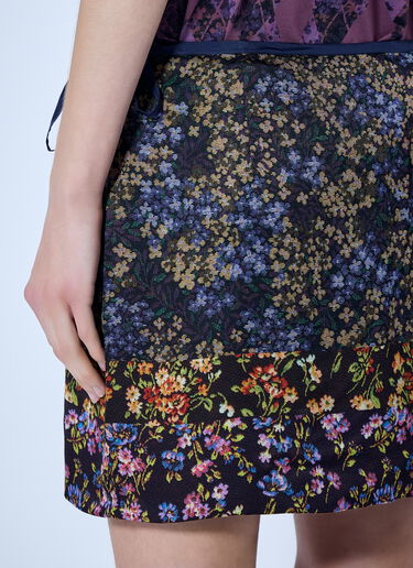 LN-CC® - Dries Van Noten: Floral Patchwork Mini Skirt - Purple Dries Van Noten Floral Patchwork Mini Skirt Purple dvn0266006