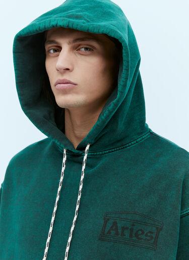 Aries Destroyed Temple Hooded Sweatshirt Green ari0154015