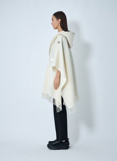 Belted Fringe Cape Moncler Belted Fringe Cape White mon0262020