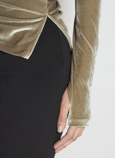 Helmut Lang Velvet Asymmetrical Top Green hlm0254006