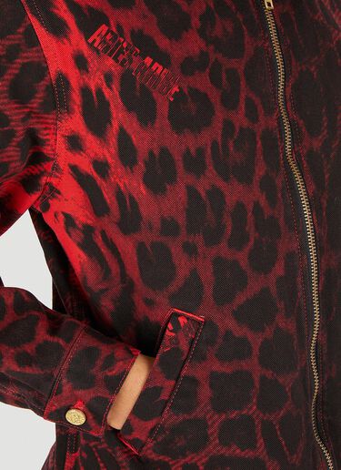 Aries Leopard Print Denim Jacket Red ari0148002