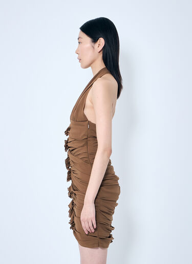 Saint Laurent Silk Halter Dress Brown sla0258069