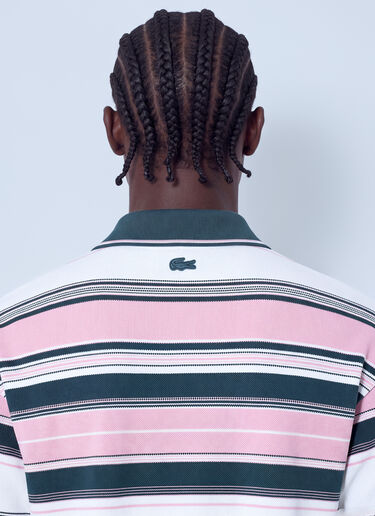 LN-CC® - Lacoste: Runway Loose Fit Striped Piqué Polo Shirt - Pink Lacoste Runway Loose Fit Striped Piqué Polo Shirt Pink lac0366001
