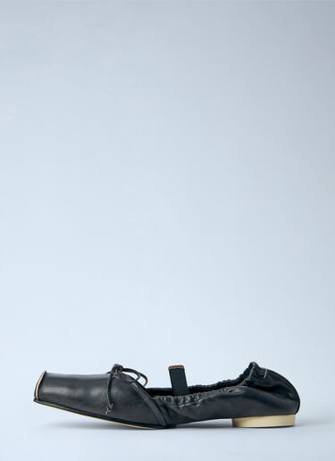 MM6 Maison Margiela Square Toe Bow Ballerina Shoes Brown mmm0264056