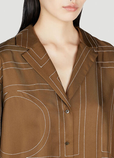 TOTEME Monogram Silk Pyjama Top Brown tot0253027