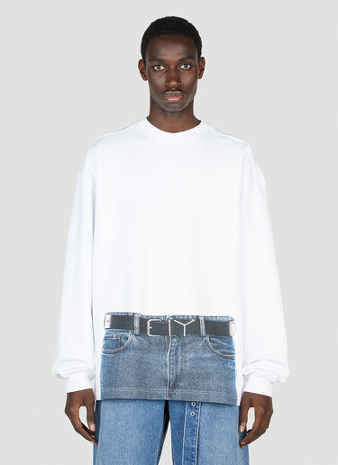 Y/Project x Jean Paul Gaultier 트롱프뢰유 벨트 스웨트셔츠 화이트 ypg0152007