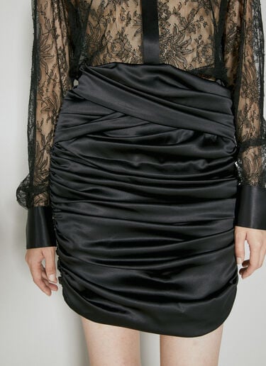 Dolce & Gabbana Ruched Silk Mini Skirt Black dol0254020
