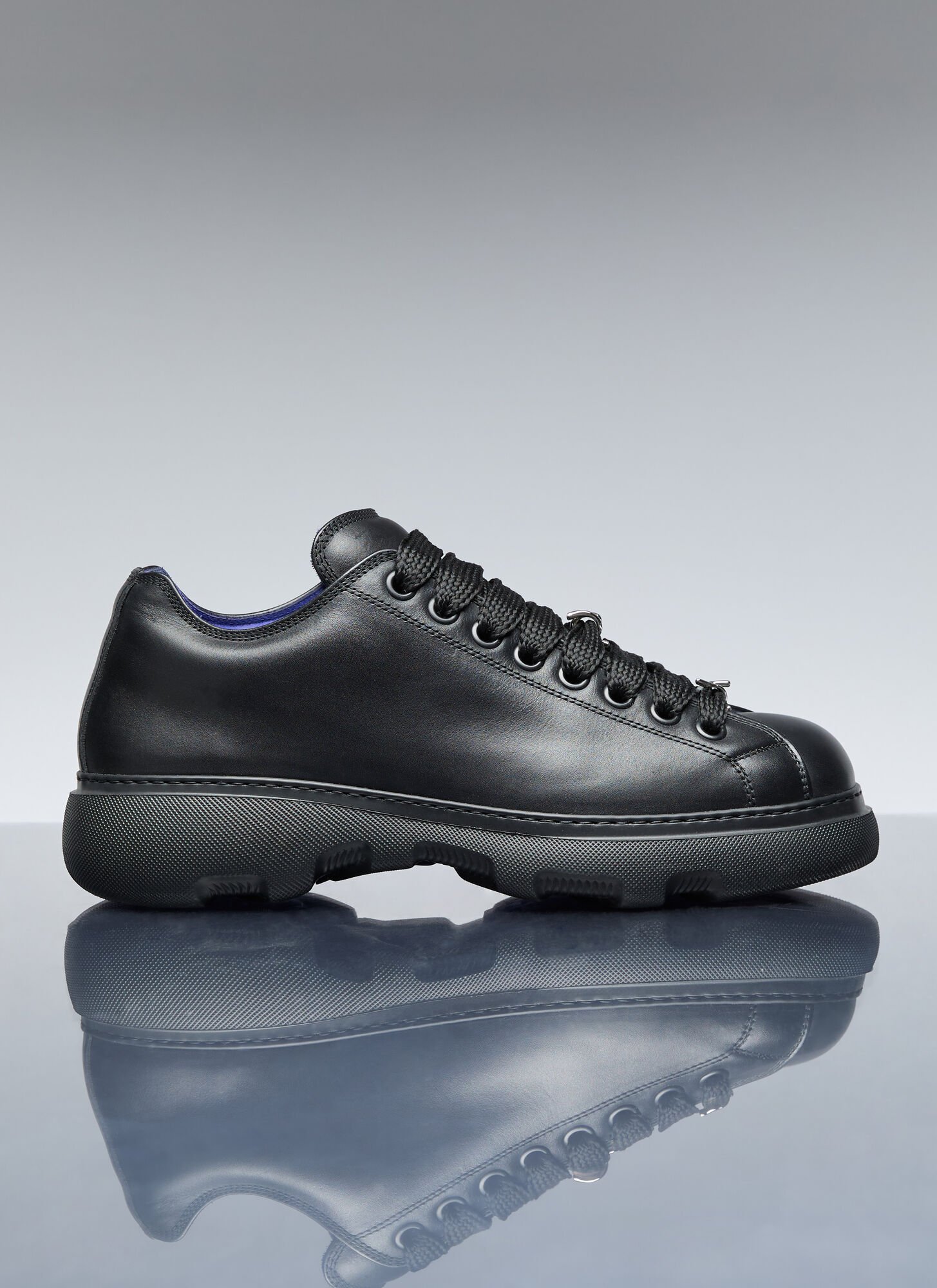Shop Burberry Ranger Leather Sneakers In Black