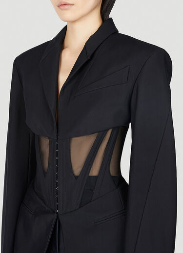 Mugler Mesh Corset Panel Blazer Black mug0251013