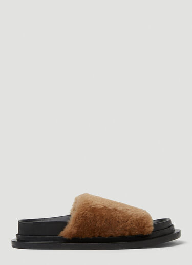 Jil Sander 시어링 샌들 브라운 jil0249021