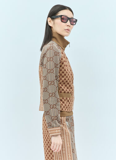 Gucci G 롬부스 저지 자카드 지퍼 재킷 브라운 guc0255017