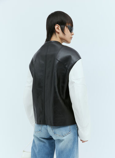 Jil Sander Contrast Sleeves Leather Jacket Black jil0254001