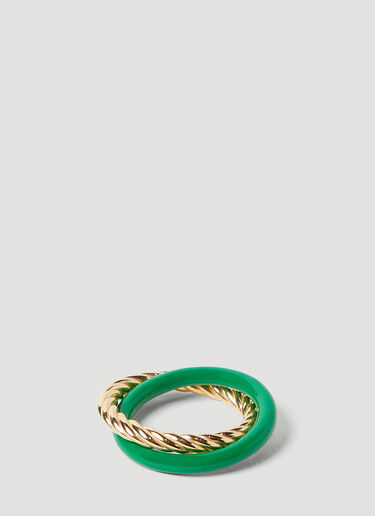 Bottega Veneta 珐琅和金色戒指组合 绿 bov0249117