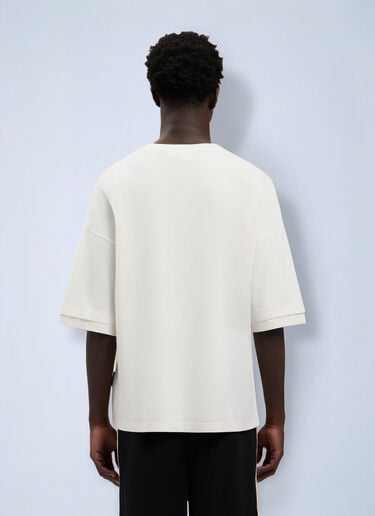 LN-CC® - Palm Angels: Curved Logo Loose Double T-Shirt - White Palm Angels Curved Logo Loose Double T-Shirt White pma0164116
