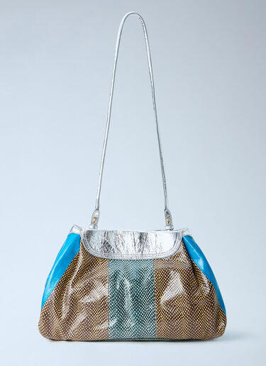 Dries Van Noten Textured Leather Shoulder Bag Green dvn0264040