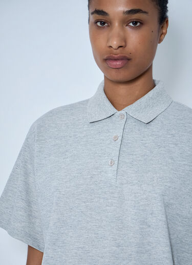 Saint Laurent Short Sleeve Polo Shirt Grey sla0263002