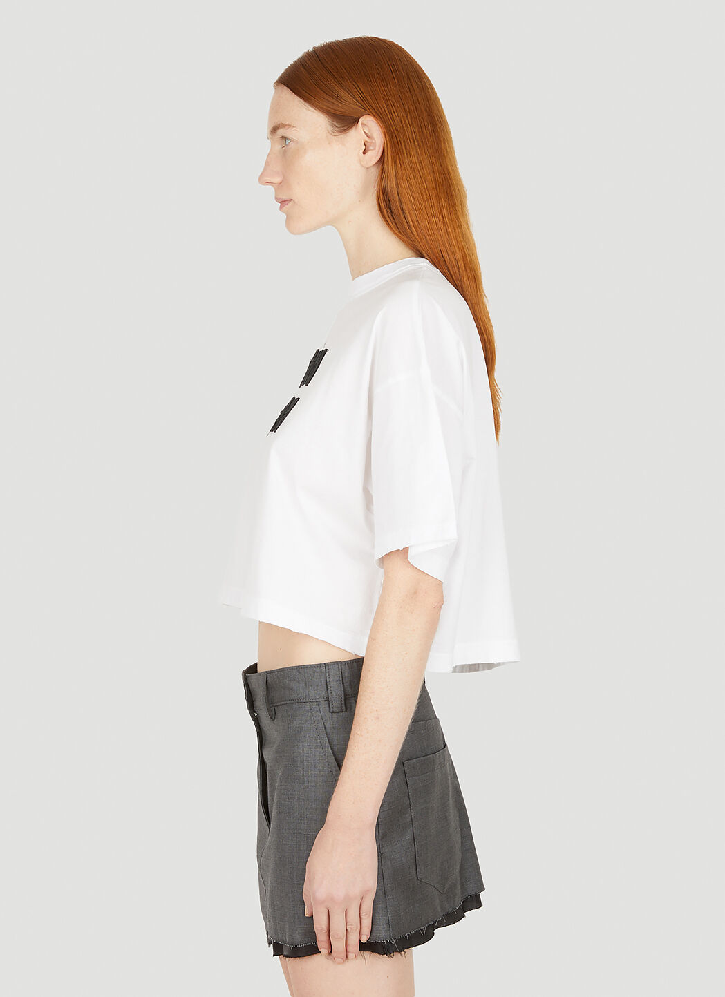 Miu Miu logo-embroidered Cotton T-shirt | White | FARFETCH JO