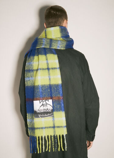 Vivienne Westwood Check Wool-Blend Scarf Green vvw0158011