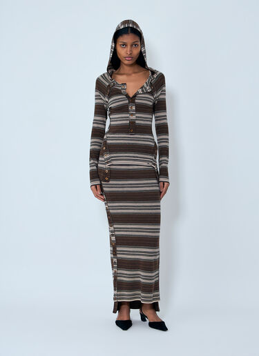 Miss Sixty x KNWLS Stripe Knit Maxi Skirt Brown msk0263014