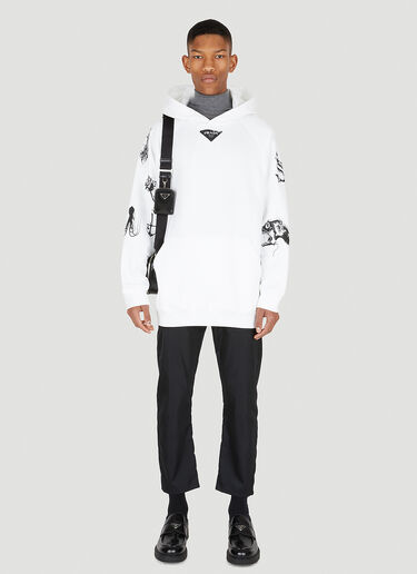 Prada Logo Graphic Hooded Sweatshirt White pra0148027