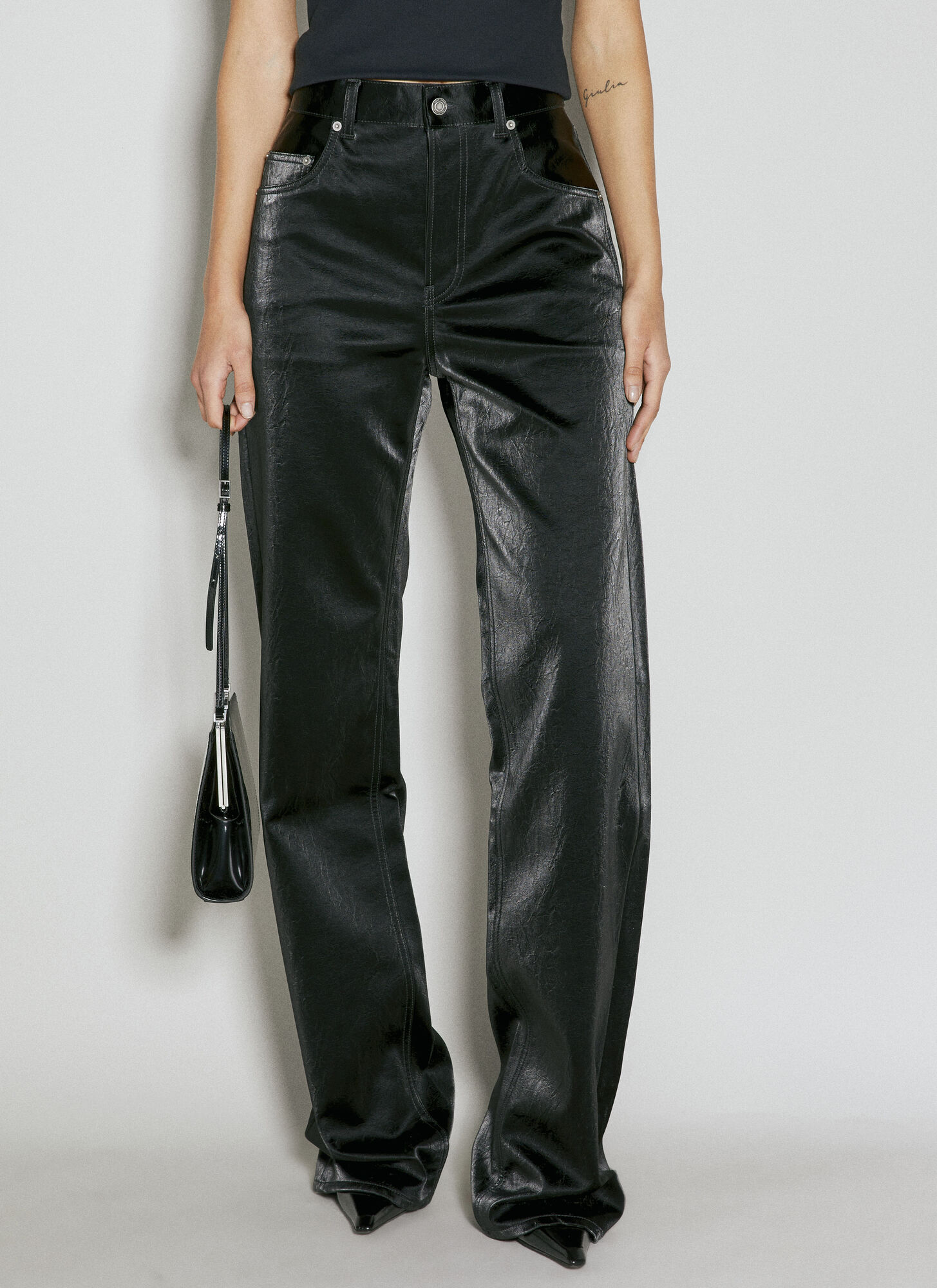 Shop Saint Laurent Long Extreme Baggy Jeans In Black