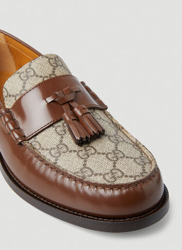 Gucci Tassel Trim GG Loafers Brown guc0147096