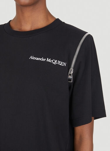 Alexander McQueen 拉链肩T恤 黑 amq0247009