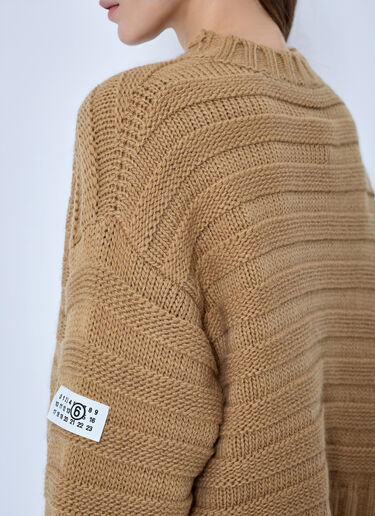 MM6 Maison Margiela Ribbed Knit Sweater Brown mmm0265006