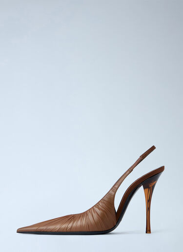 LN-CC® - Saint Laurent: Slingback Stiletto Heels - Brown Saint Laurent Slingback Stiletto Heels Brown sla0264023