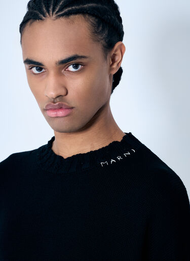 Marni Distressed Cotton Sweater Black mni0159003