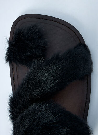 Dries Van Noten Wooled Leather Sandals Black dvn0160031