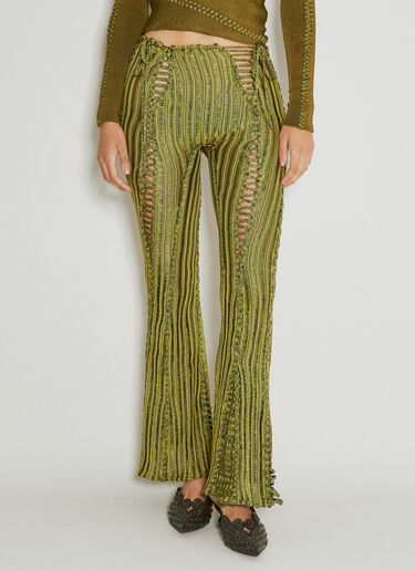 Isa Boulder Split And Tear Knit Pants Green isa0253006