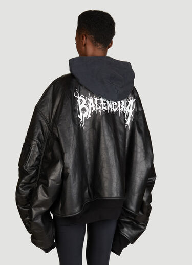 Balenciaga DIY Metal Hooded Bomber Jacket Black bal0255029