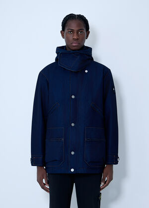 Stone Island Denim Hooded Short Parka Jacket Navy sto0162084