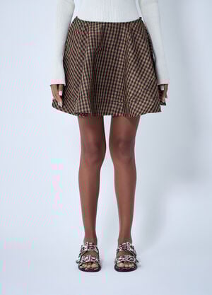 GANNI Check Mini Skirt Brown gan0263016