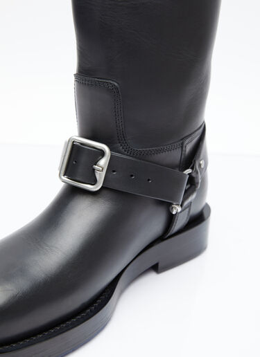Burberry Leather Saddle Tall Boots Black bur0254020