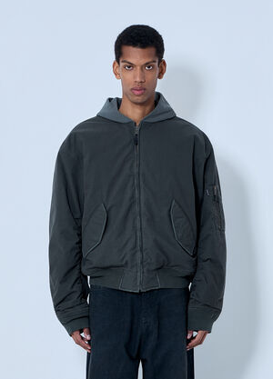 Balenciaga Hooded Bomber Jacket Grey bal0163008