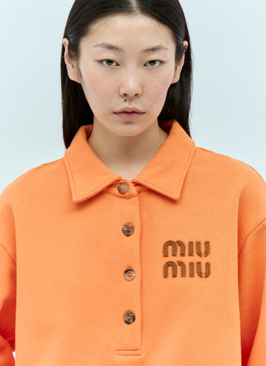 Miu Miu Logo Patch Polo Sweatshirt Orange miu0256003