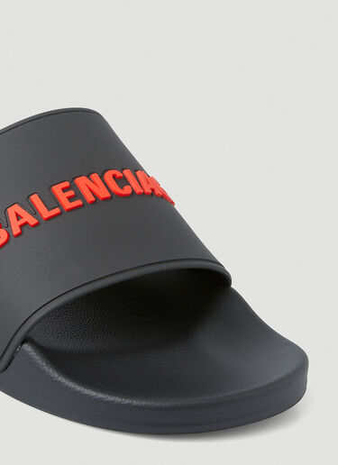 Balenciaga Logo Pool Slides Black bal0147068