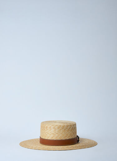 Gucci Straw Hat With Logo Plaque Beige guc0259069