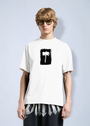 Palm Angels Brushed Palm Tree Regular Tee White pma0166110