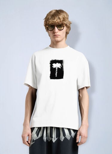 Palm Angels Brushed Palm Tree Regular Tee White pma0166110