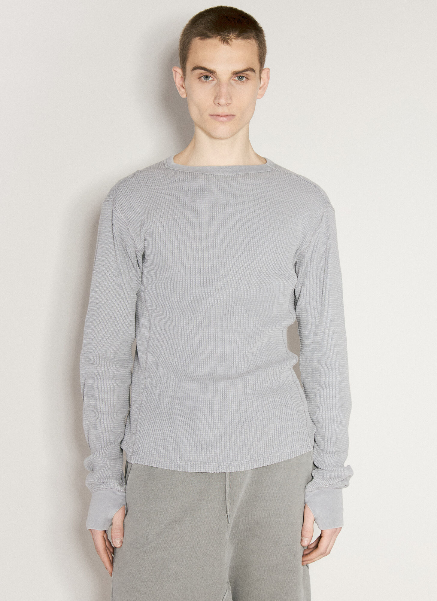 Shop Entire Studios Thermal Long Sleeve T-shirt In Grey